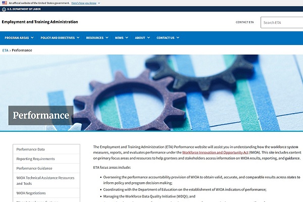 Screenshot of website